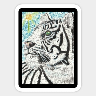 White tiger face painting Sticker